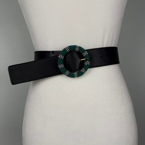 & Other Stories beaded patterned statement belt green black gold size xs - Picture 7 of 8